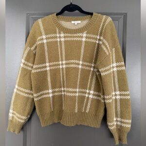 Z Supply Olive Plaid Crew Neck Sweater